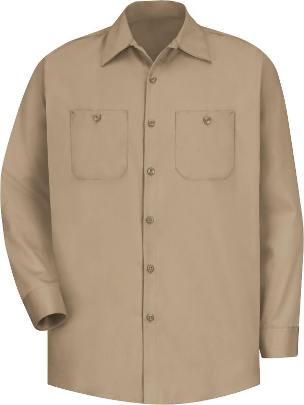 Men's Wrinkle Resistant 100% Cotton Uniform Shirt - Khaki