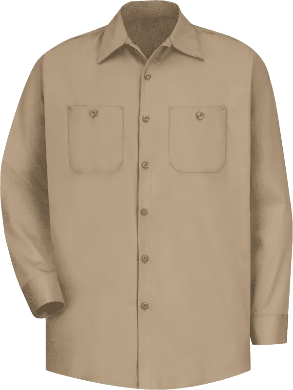 Men's Wrinkle Resistant 100% Cotton Uniform Shirt - Khaki