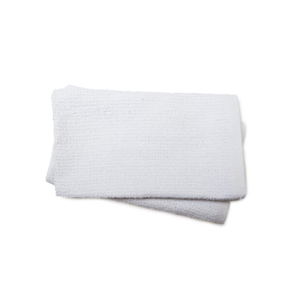 Ribbed Terry, Low Pile White Bar Towels