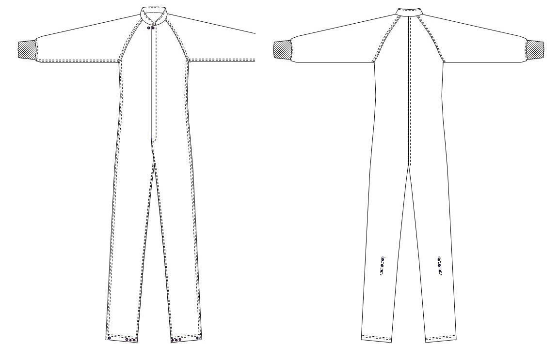 AB5800 ESD Cleanroom Coverall Sketch