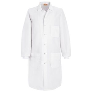 White Lab Coat with Knit Cuffs