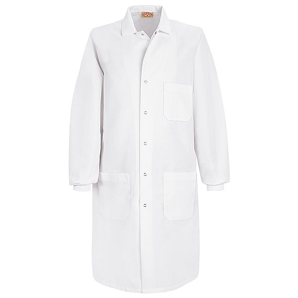 White Lab Coat with Knit Cuffs
