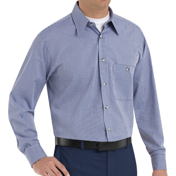 Men's Mini-Plaid Long Sleeve Work Shirt