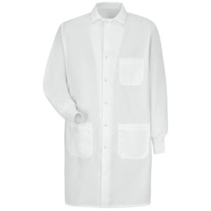 White Lab Coat with Knit Cuffs