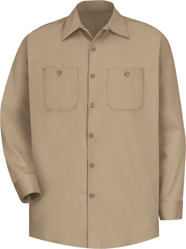 Men's Wrinkle Resistant 100% Cotton Uniform Shirt - Khaki