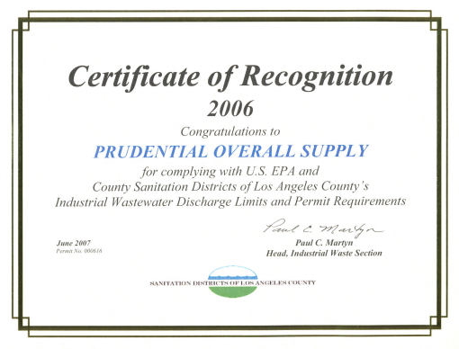 Certificate of Recognition 2006