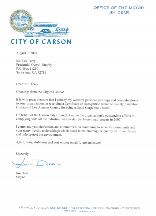 City of Carson Recognizes Prudential's Carson Plant