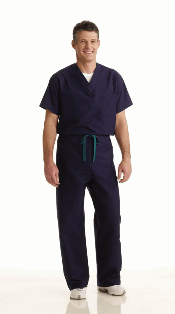 Man Wearing Dark Blue Scrubs