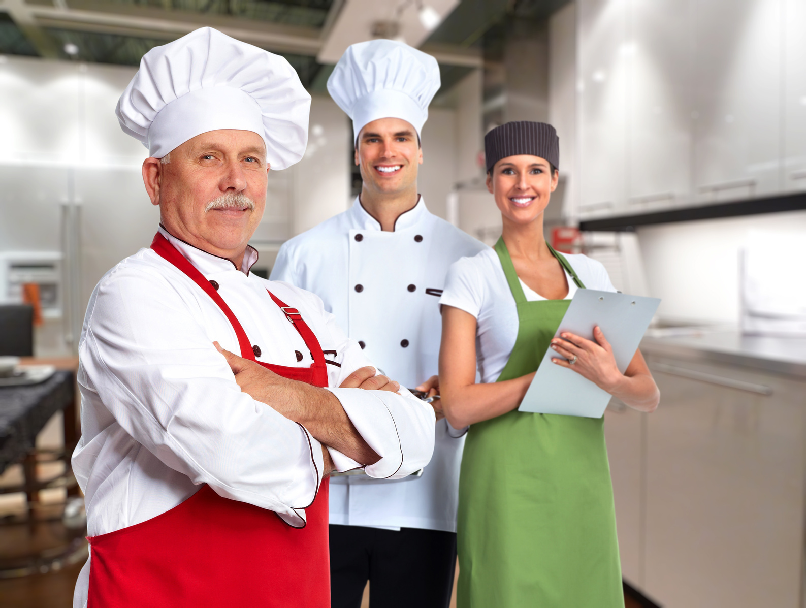 Three Chefs In Uniform Two Males And One Female