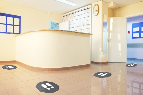 Stick and Stand Floor Direction Stickers (Front Desk Dental Office)