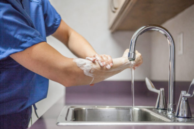 Man washing his hands