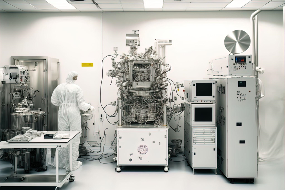 A white, sterile hi-tech clean room.