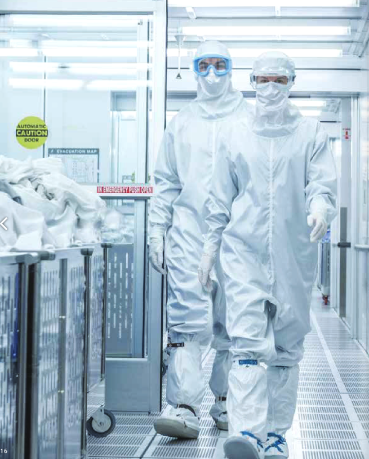 Two Men Walking in a Cleanroom Gown