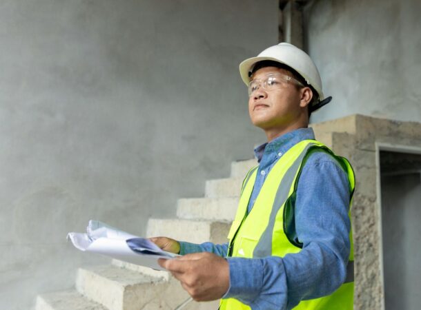 Construction Worker in a High Visibility Reflective Vest